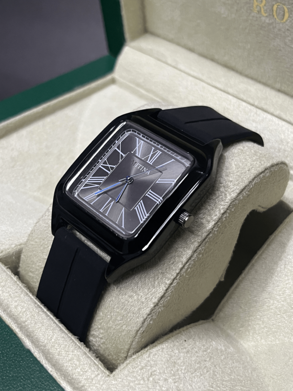 OLD MONEY BLACK SQUARE WITH SILICON STRAP WATCH